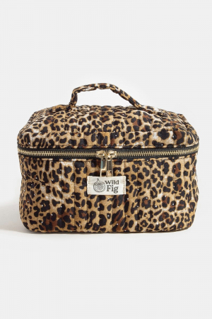 Leopard Print Quilted Case Cosmetic Bag