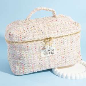 Confetti Tweed Makeup Case Cosmetic Bag