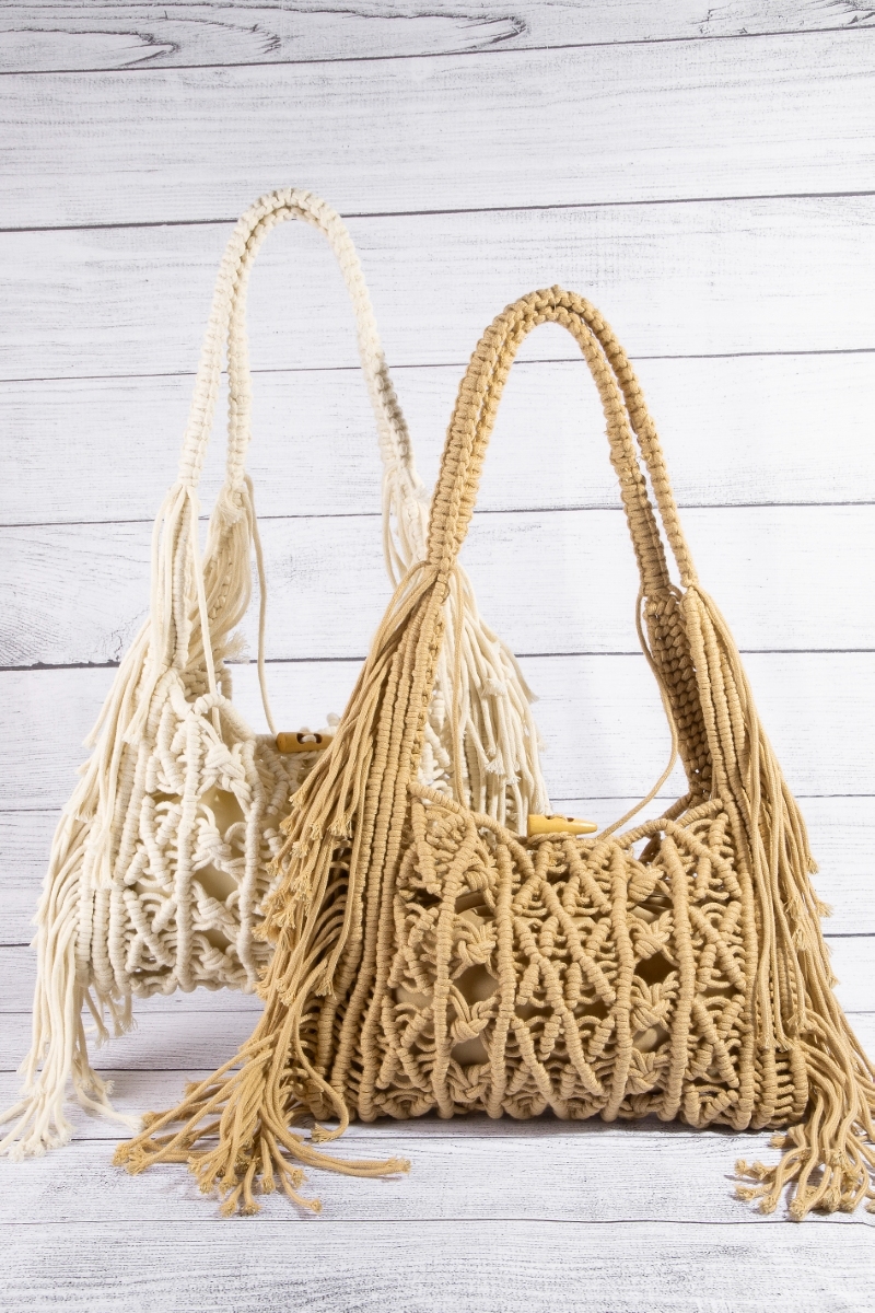 Intricate Weave Mesh Bucket Bag