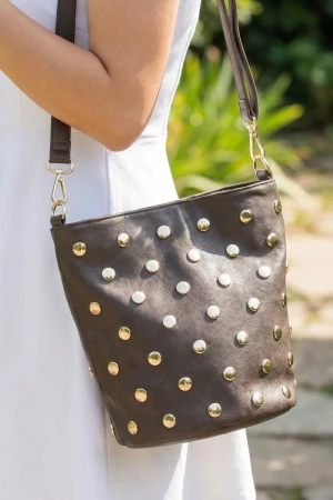 All Over Dome Stud Vegan Leather Tote Bag