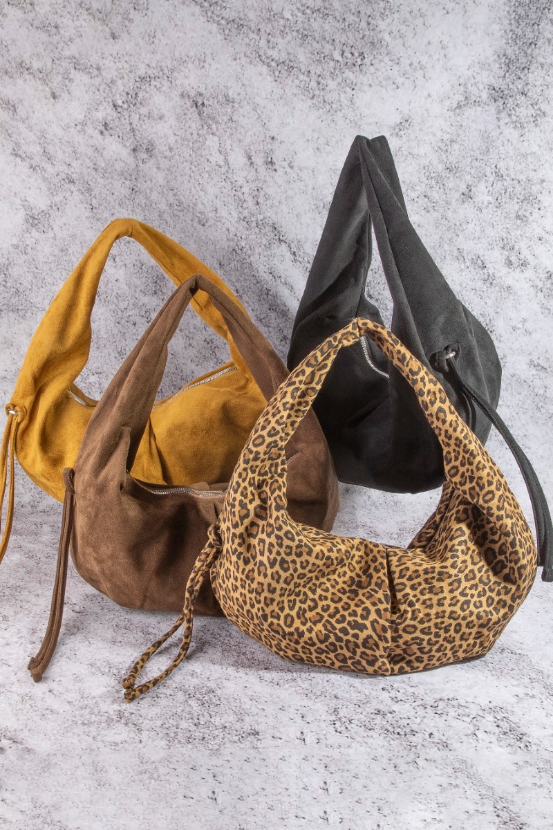 Suede Baggy Hobo Shoulder Bag