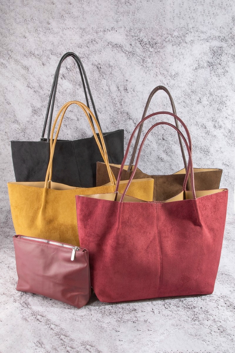 Rectangle Suede Leather Tote Bag