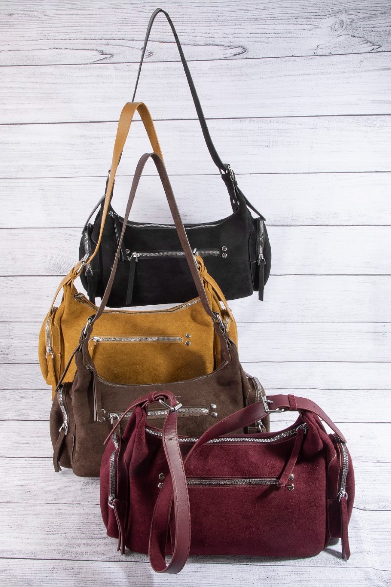 Double Zipper Pocket Rectangle Shoulder Bag