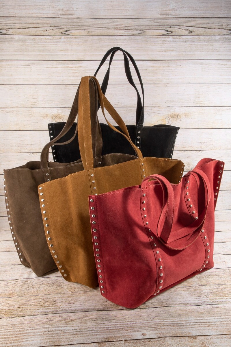 Large Studded Trim Tote Bag