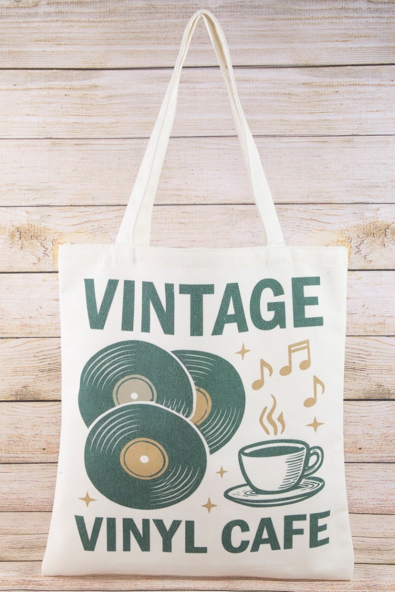 Vintage Vinyl Café Tote Bag
