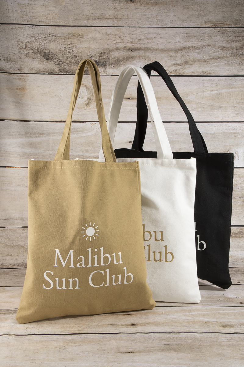 Malibu Sun Club Coastal Graphic Canvas Tote Bag