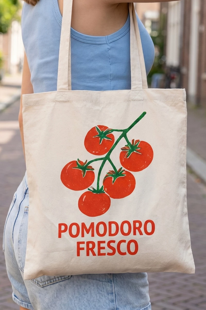 Tomato Print Canvas Graphic Tote