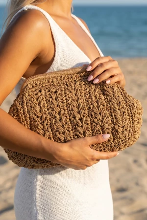 Chunky Braided Straw Frame Bag