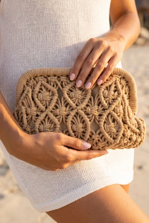 Macrame Diamond Weave Clutch Bag
