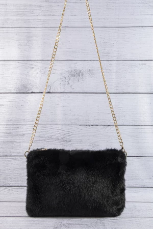 Plush Fur Crossbody Bag With Chain Strap