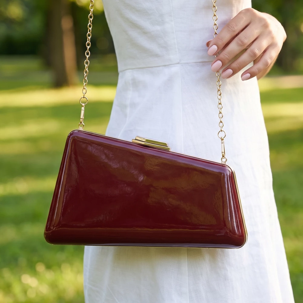 Patent Asymmetric Hard Case Evening Clutch