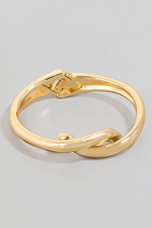 Metallic Twist Clasp Bangle Bracelet