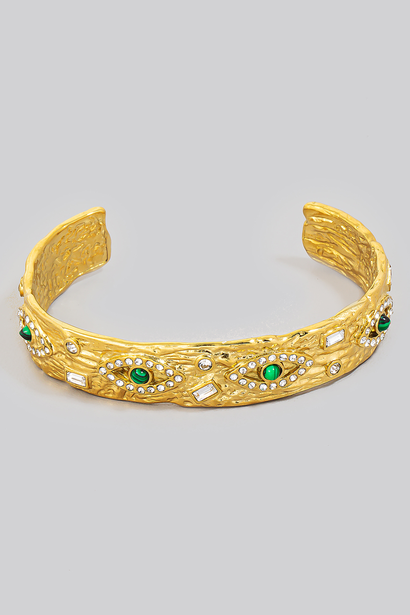 Stainless Steel Stainless Steel Evil Eye Warped Metallic Cuff Bracelet