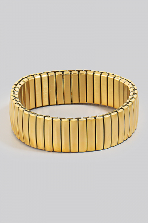 Metallic Rectangle Wide Bars Elastic Bracelet