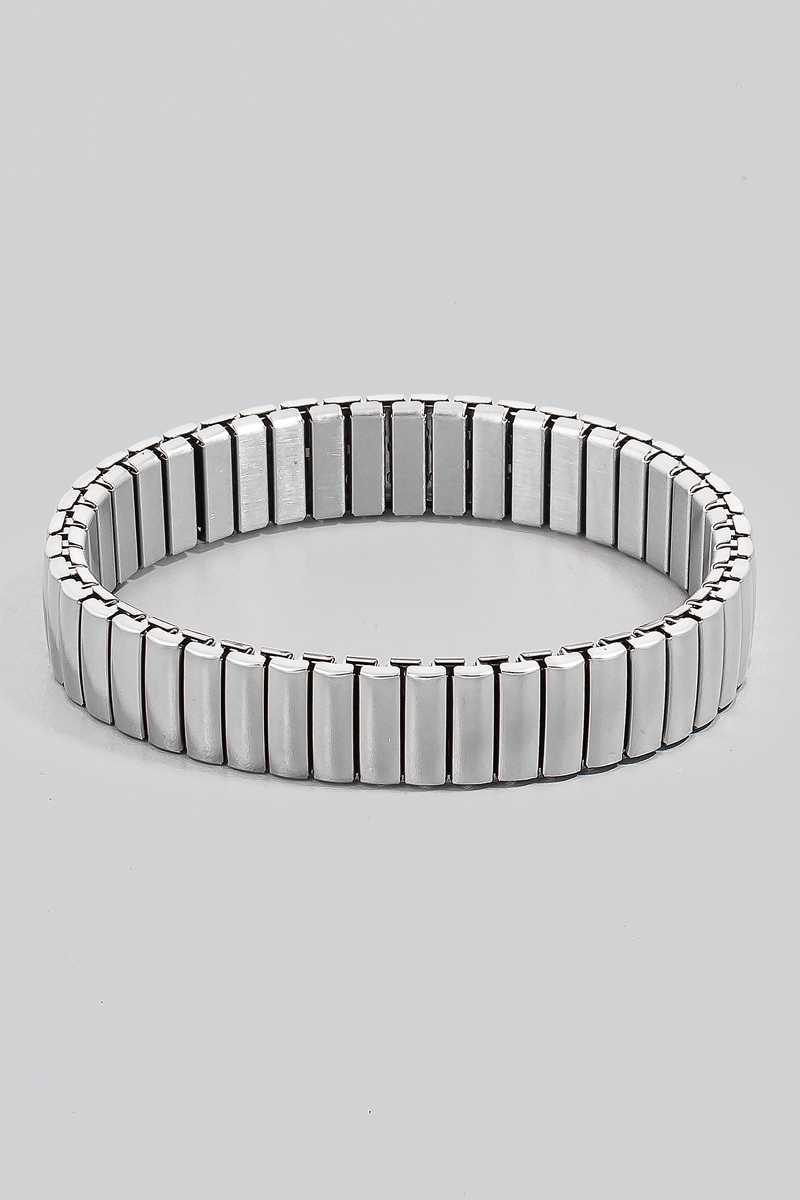 Stainless Steel Metallic Rectangle Bars Elastic Bracelet