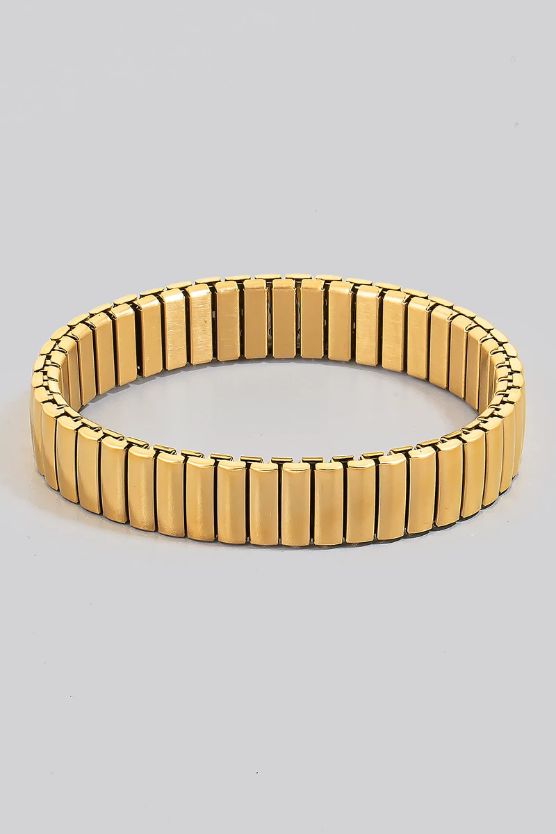 Stainless Steel Rectangle Bars Elastic Bracelet