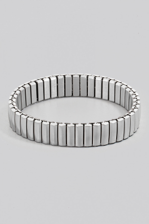 Stainless Steel Metallic Rectangle Bars Elastic Bracelet