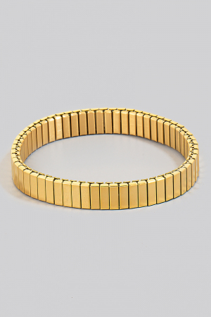 Stainless Steel Rectangle Metallic Bars Elastic Bracelet