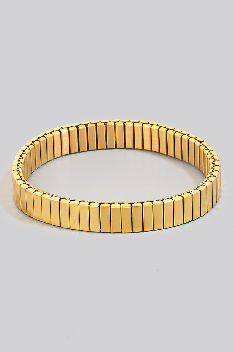 Stainless Steel Rectangle Metallic Bars Elastic Bracelet