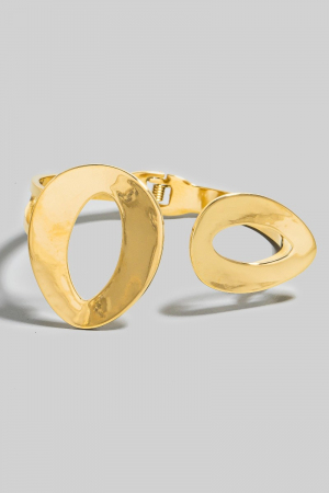 Stainless Steel Double Oval Open Bangle Bracelet