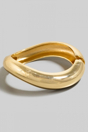 Wavy Rounded Metallic Hinge Bangle Bracelet