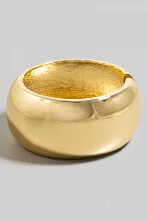Simple Wide Rounded Hinge Bangle Bracelet