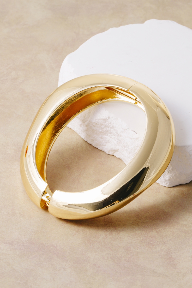Chunky Dome Sculptural Hinged Bangle Bracelet