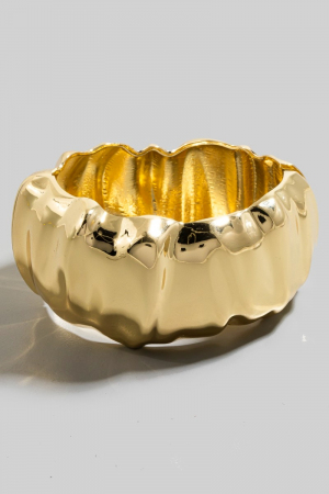 Crumpled Wide Rounded Hinge Bangle Bracelet