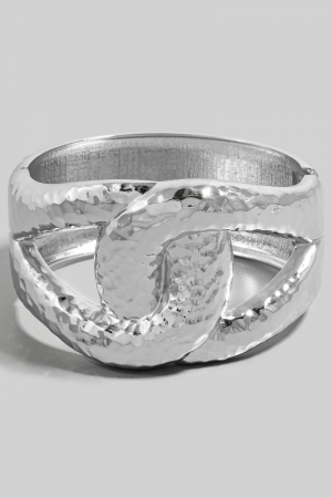 Hammered Textured Link Hinge Bangle Bracelet