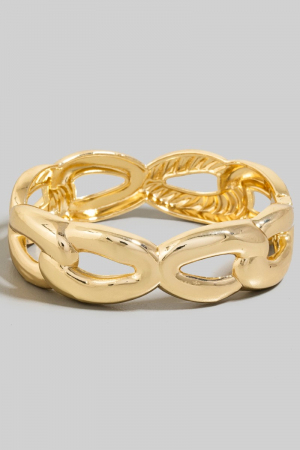 Stainless Steel Solid Chain Hinge Bangle Bracelet