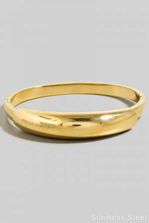 Stainless Steel Simple Rounded Hinge Bangle Bracelet