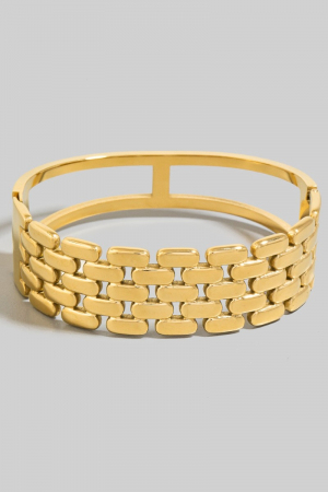 Stainless Steel Solid Watch Link Hinge Bangle Bracelet