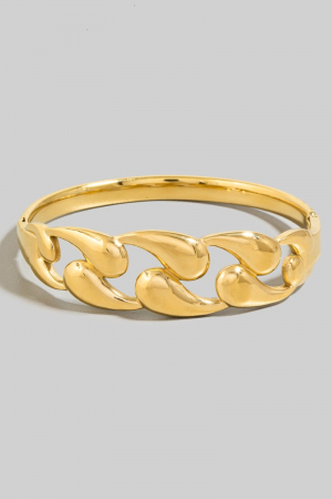 Stainless Steel Solid Chain Hinge Bangle Bracelet