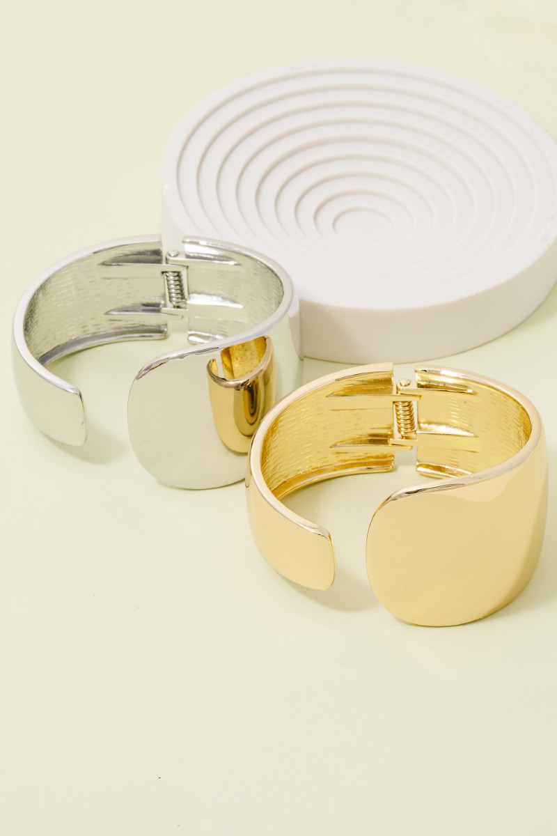 Smooth Flat Hinged Cuff Bracelet