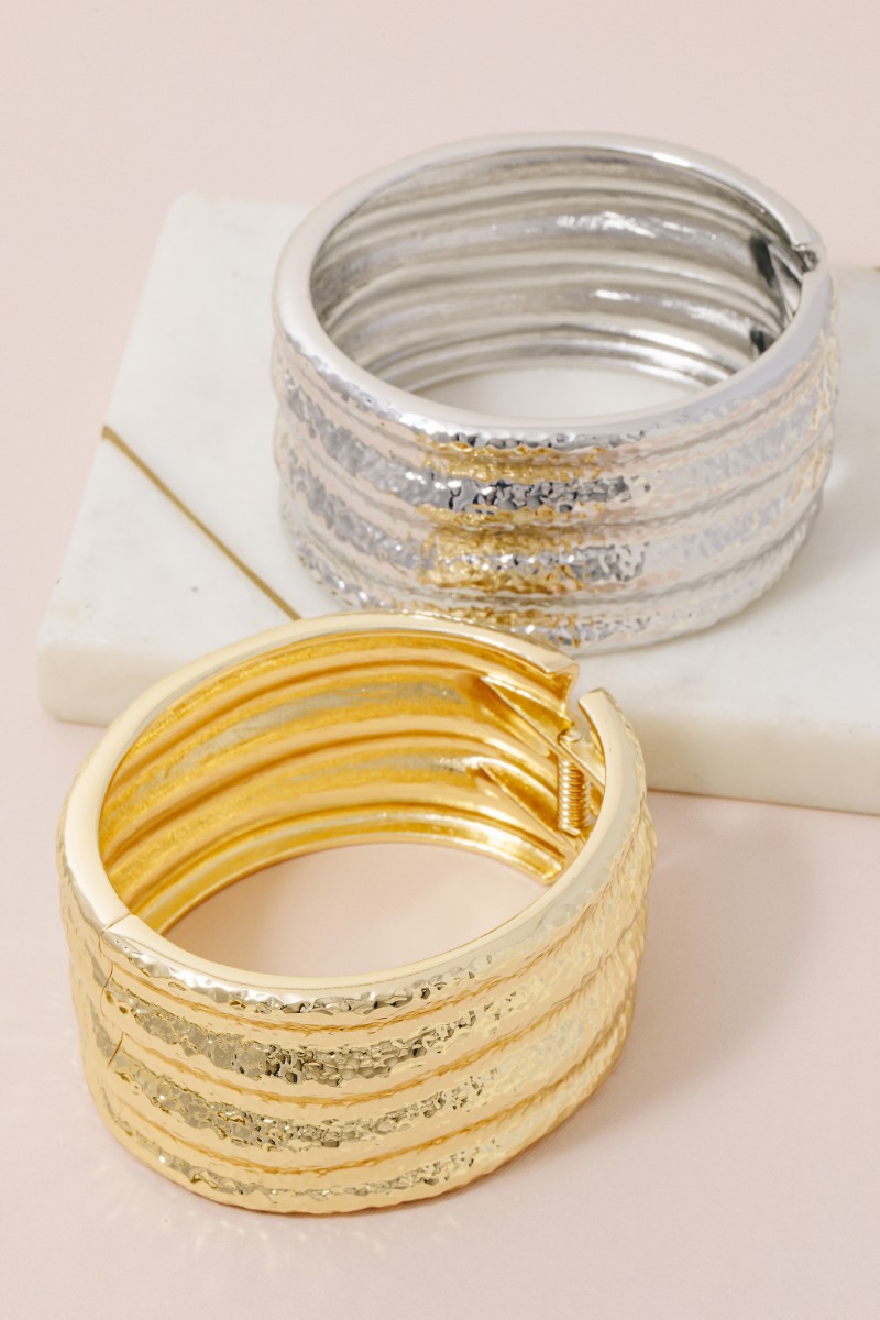 Hammered Wide Bangle Bracelet