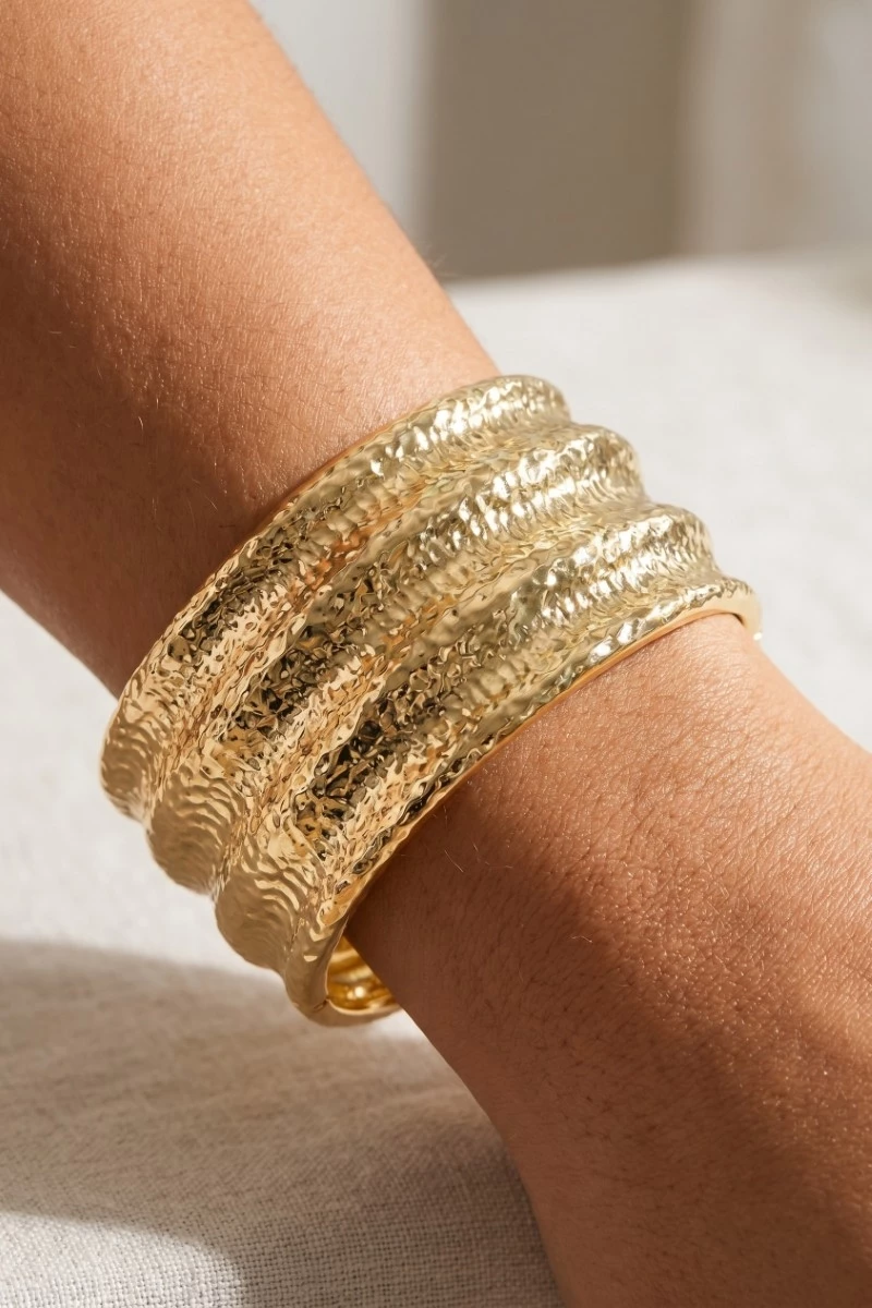 Hammered Wide Bangle Bracelet