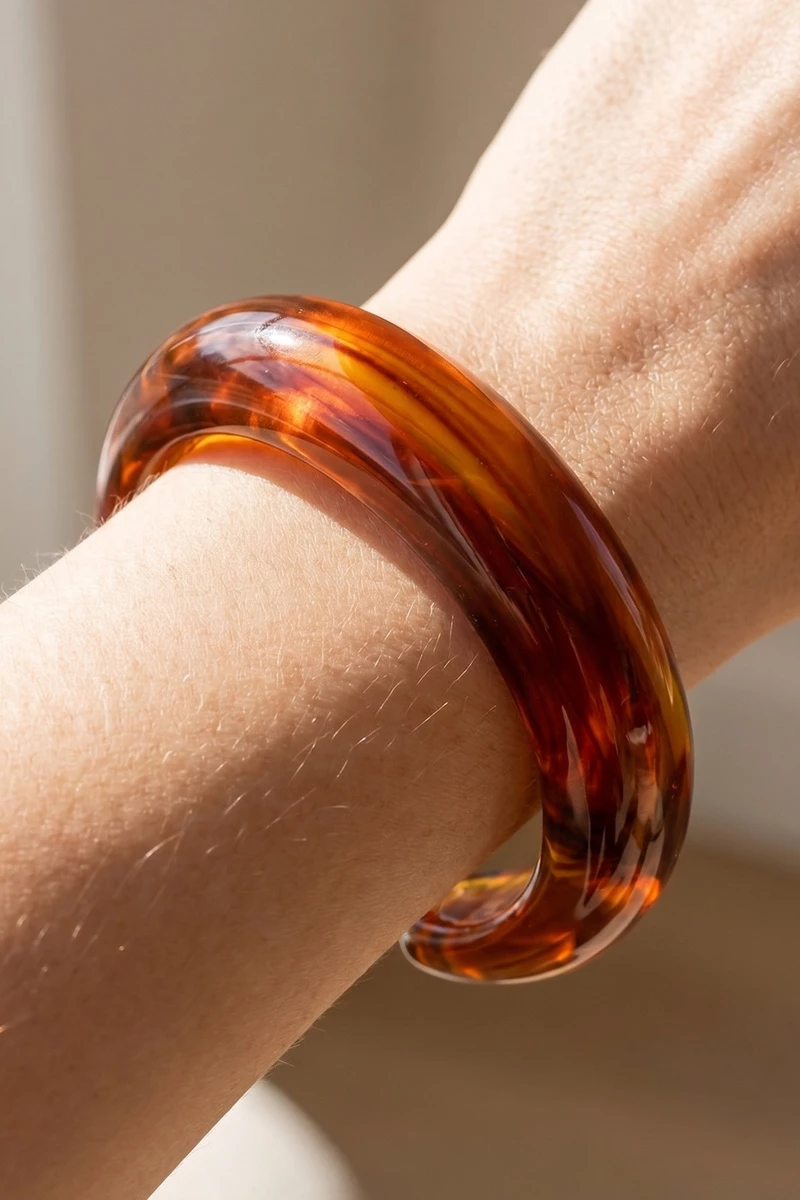 Wide Puffy Open Cuff Bangle Bracelet