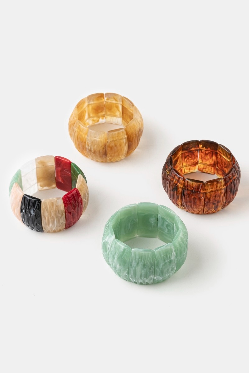 Wide Resin Block Stretch Bracelet
