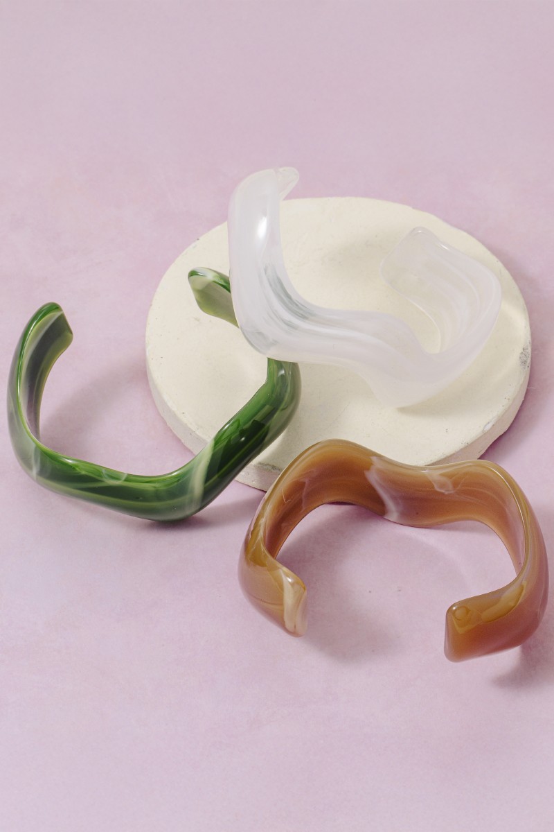 Wavy Marble Resin Cuff Bracelet