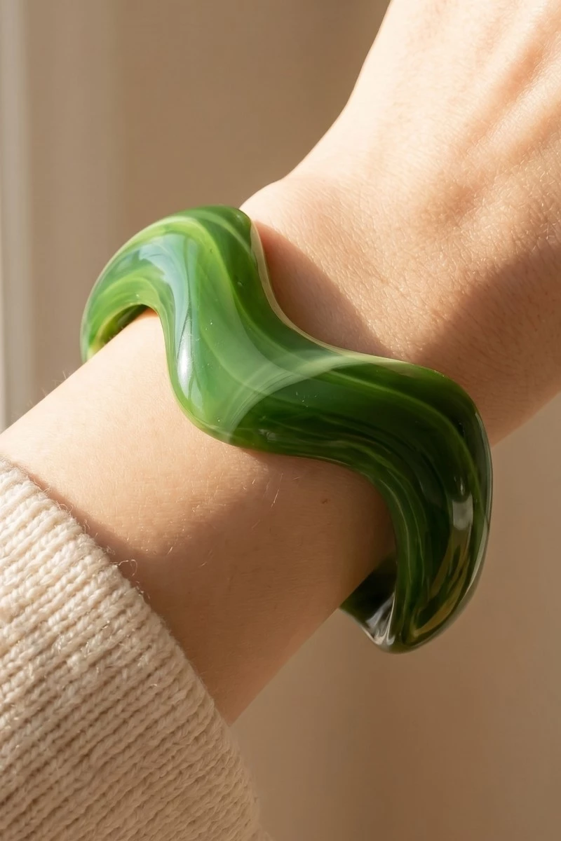 Wavy Marble Resin Cuff Bracelet