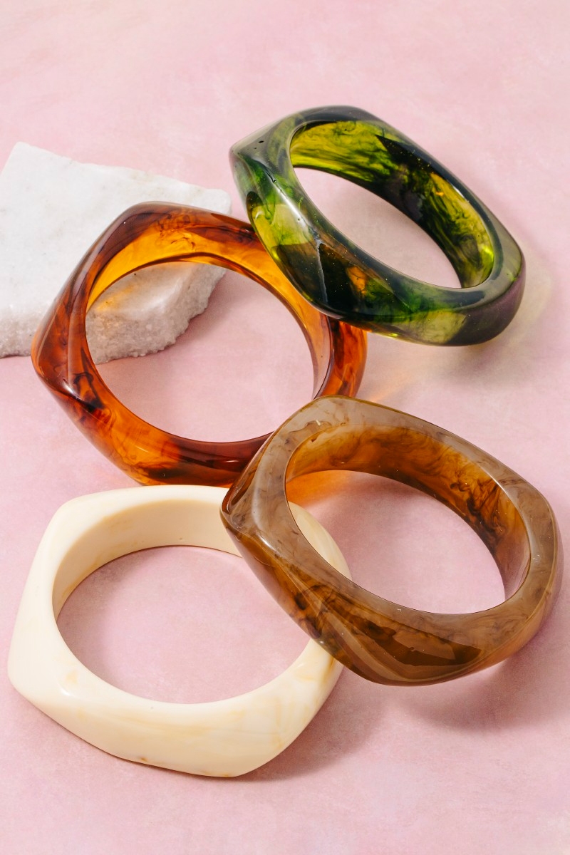 Large Marble Resin Bangle Bracelet