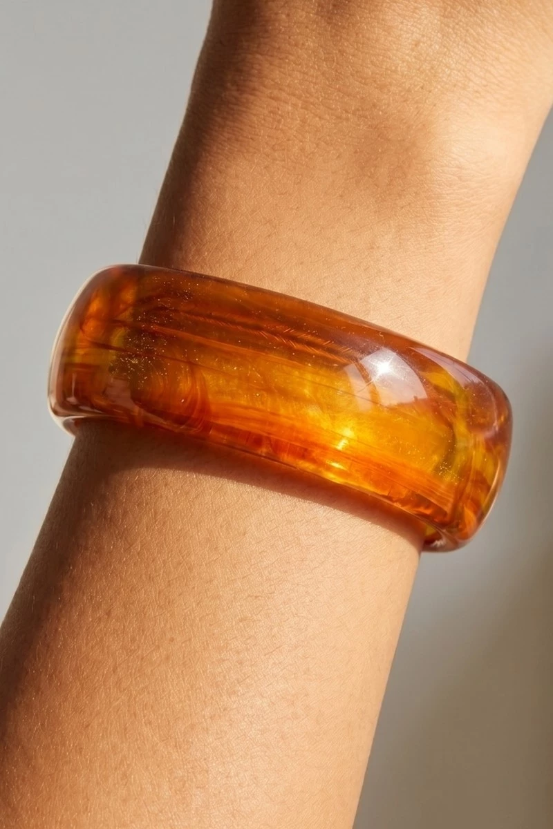 Wide Marble Resin Cuff Bracelet