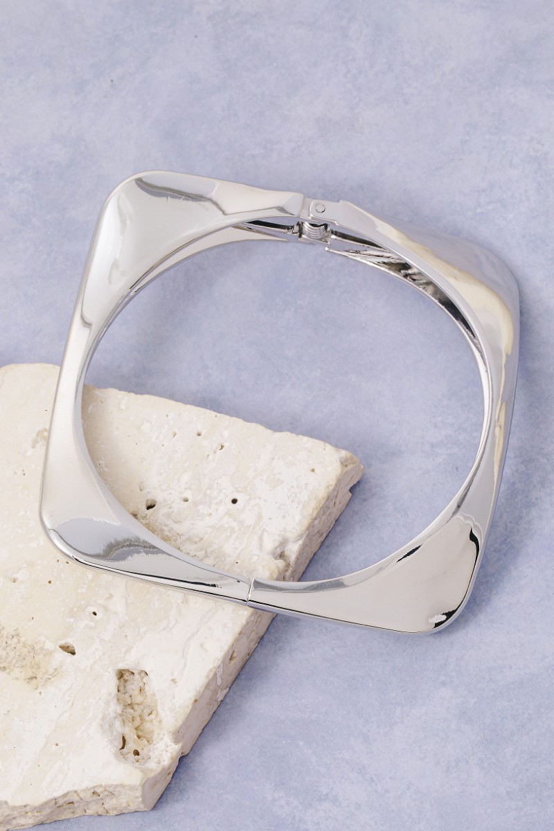 Silver Metallic Square Hinge Bracelet