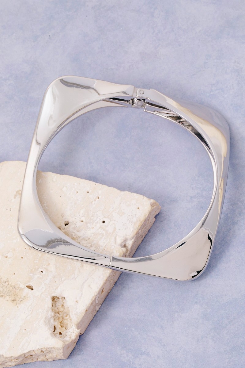Silver Metallic Square Hinge Bracelet