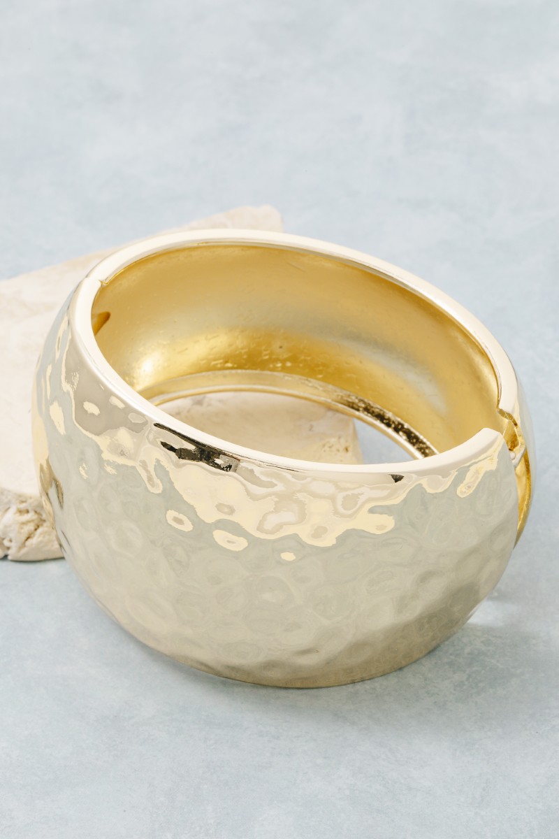 Hammered Wide Hinge Bangle Bracelet