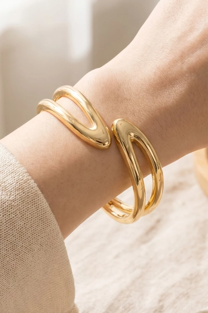 Twin Curve Bangle Hinge Bracelet