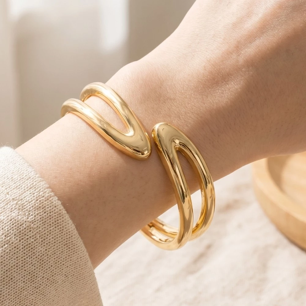 Twin Curve Hinge Bangle Bracelet
