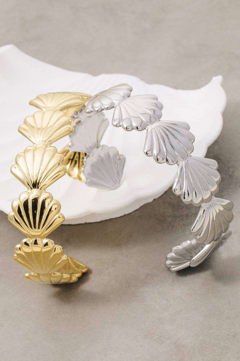 Stainless Steel Sea Shell Cuff Bracelet