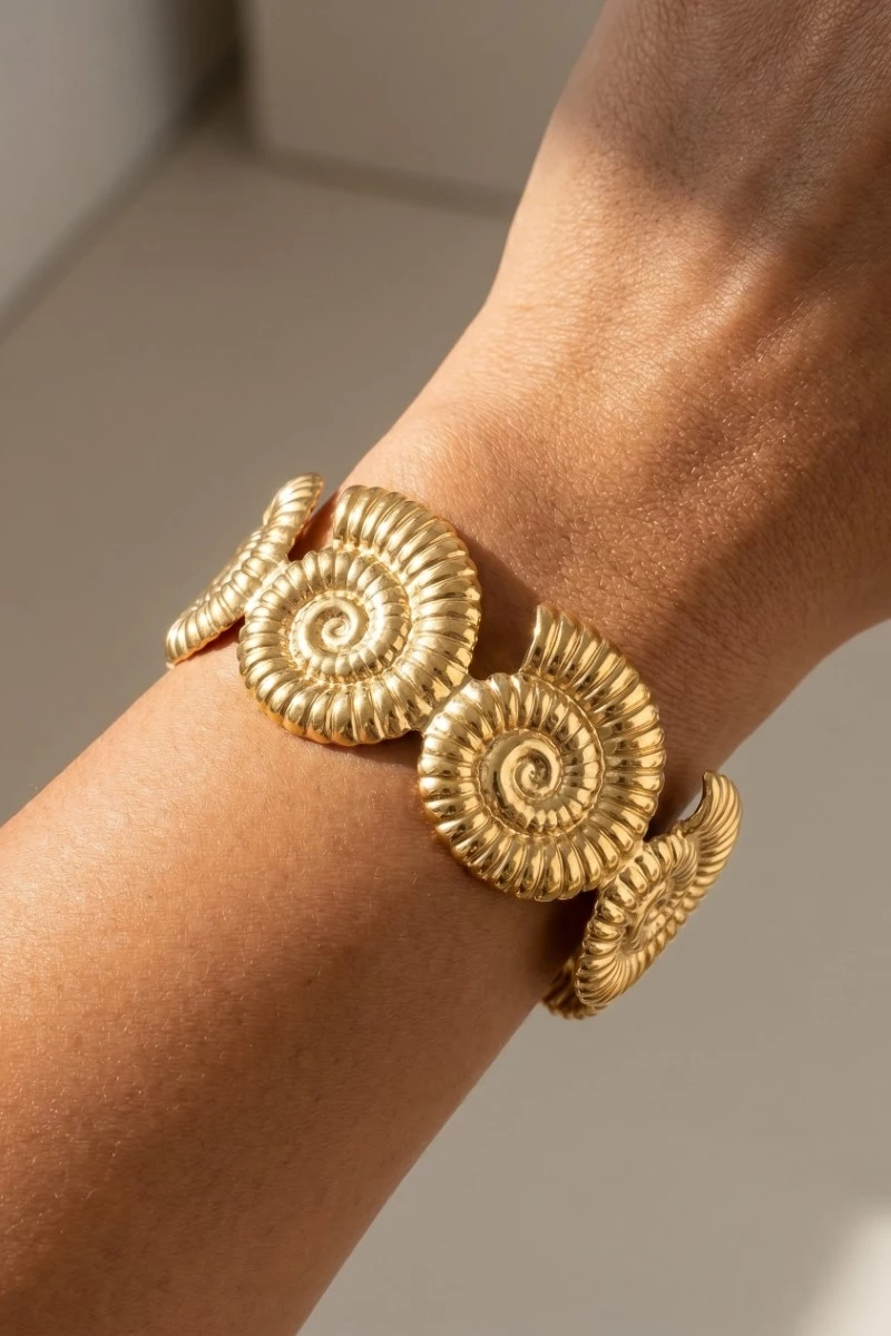 Stainless Steel Sea Shell Cuff Bracelet