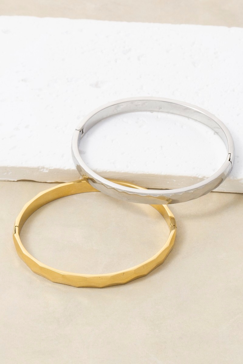 Stainless Steel Hammered Bangle Bracelet